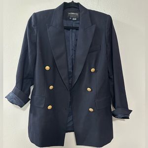 Liz Claiborne petite size 4 dark navel (almost black) with gold buttons.